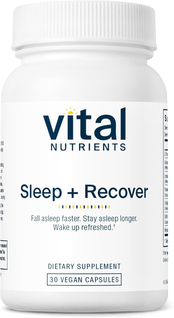 Vital Nutrigents Sleep + Recover - Vegan Supplement - Sleep Supplement - Melatonin, Ashwagandha & L- Theanine - Gluten, Dairy & Soy Free - 30 kapsułki