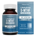 L Folate metylowy 1000 mcg plus Metyl B12 Cofactor - Active 5- MTHF Form - Supports Mood, Methylation, Cognition - Highly Bioavailable Bioactive Forms of witaminy B9 & B12 (60 kapsułki - 60 Servings)