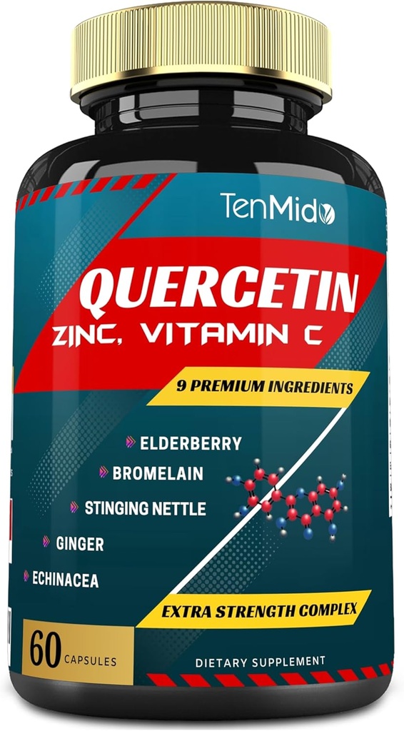 Quercetin Extract Kapsułki - Mieszanka Elderberry, Bromelain, Ginger, Stinging Nettle, Echinacea, Black Pepper i więcej - 60 Kapsułki, 2 miesiące dostaw