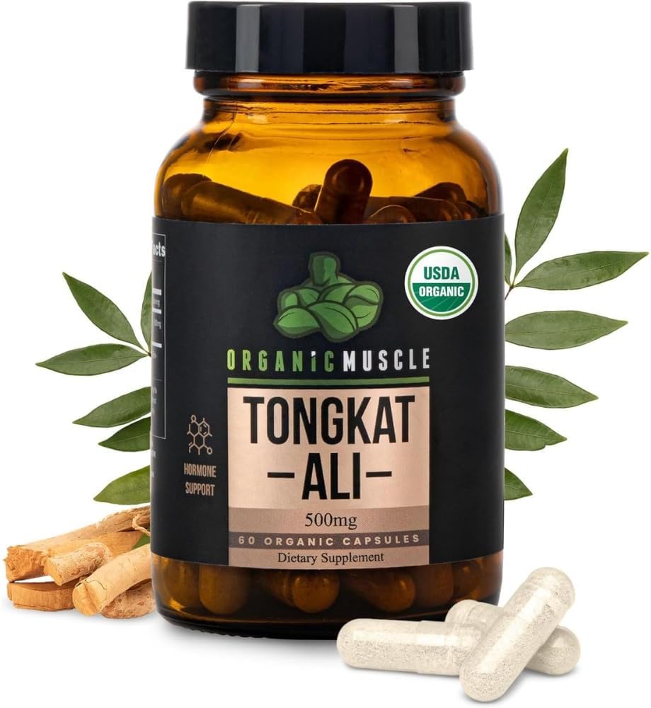 Organiczne mięśnie Tongkat Ali dla mężczyzn, 500mg - Czysty i potężny USDA Eurycoma Longifolia Suplement Root 60 Count - Wild Dorosłych mężczyzn Hormon zdrowia Wsparcie dla męskiej wydajności, Drive & Energizer