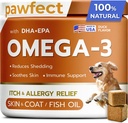 PAWFECTCHEW Fish Oil Omega 3 for Dogs - Ulga alergiczna - Joint Health - Itch Relief, Shedding - Skin and Coat Supplement - Alaskan Salmon Oil Chews - Omega 3 6 9 - EPA & DHA Fatty Acids