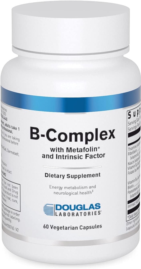 Douglas Laboratories B- Complex w / Metafolin British 124; Kompleksowy suplement B do wspomagania komórek krwi, hormonów i układu nerwowego * Silver 124; 60 kapsułek