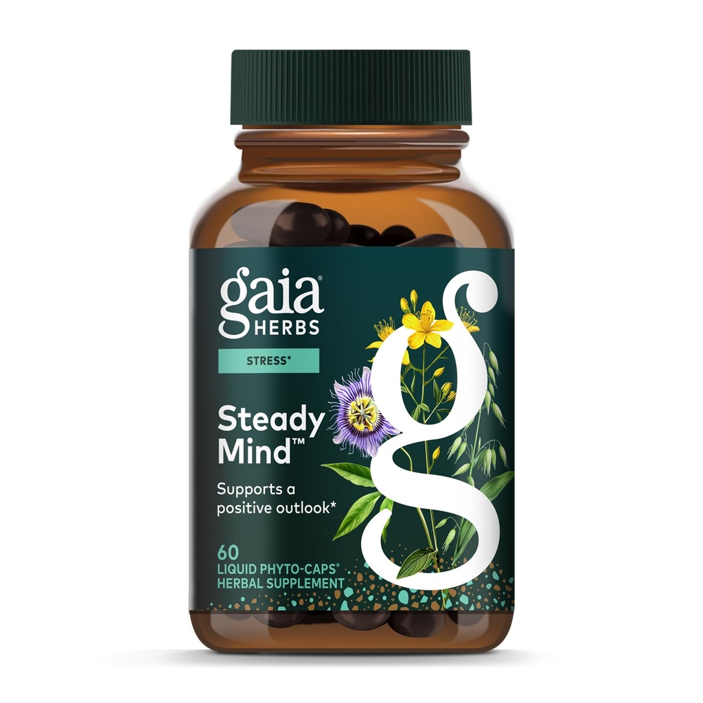 Gaia Herbs Emocjonalna równowaga - Stress Supplement Supplement to help The Body Cope with Stress - with St. John 's Wort, Passionflower, Werbena i Oats - 60 Vegan płynnych fito- Kapsułki (20- Day Supply)