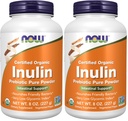 Teraz suplementy, Inulina Prebiotic Pure Powder, Certified Organic, NieGMO Projekt zweryfikowany, Wsparcie jelit *, 8- unce (Opakowanie 2)