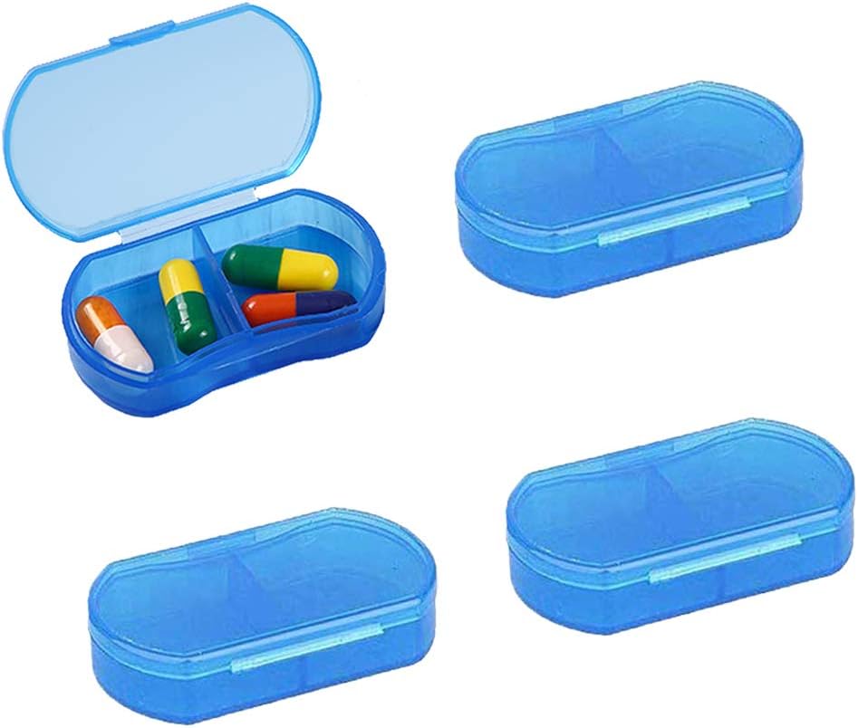 2PCS pill Case for Purse Small 4PCS pill organizer Portable Travel Daily Pill Container AM & PM Mini pill Box Witamina, Olej rybny, Suplement Holder