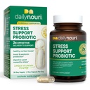 Daily Neuri Stress Support Probiotic dla kobiet i mężczyzn 124; Wsparcie zarządzania Cortisol, Stress Relief, nastroje, trawienie & Gut Zdrowie 124; 3 Klinicznie studiowane Szczepy + Vegan Omega Oil 124; 30- Day Supply
