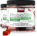FORCE FACTOR ProbioSlim Jabłko Cydr Gummie, 2- Pack, z organicznym Jabłkowe Cydr Ocet i LactoSpore Probiotyki i Prebiotyki do wsparcia trawienia, Metabolizm, i immunologicznego zdrowia, 120 Gummies
