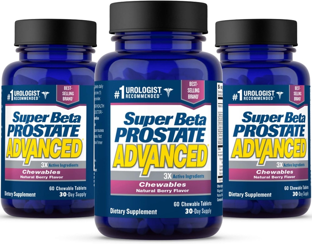 SUPER BETA PROSTAT Advanced Chewables - Prostate Supplement Supplement for Men 's Health (180 Chews, 3- Pack)