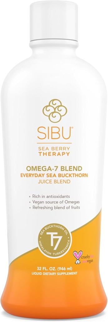 Sibu Mieszany Sea Buckthorn Fruit Juice - Omega 7 Sea Buckthorn Purée Mieszany z zdrowym sokiem owocowym - Potent Omega 7 Suplement, 32 Ounces