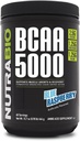 NutraBio BCAA 5000 Proszek - Wegan fermentowane BCAA - Wsparcie Lean Muscle Growth, Recovery, Endurance - 60 Służenie - Niebieski Malina