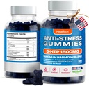 Stres Relief Gummies - 1500MG 5HTP z L- Theanine Gaba & L- Tyrozyna - Ashwagandha Herbal Supplement Supports Intelectal Alertness Vegan Mood Mood Booost Suplementy dla dzieci i dorosłych Made in USA