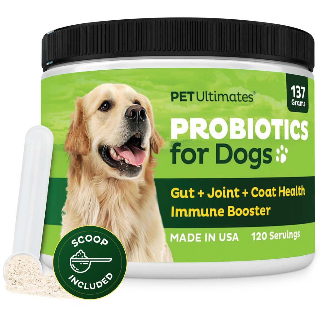 Psy Ultimates Probiotyki dla psów - 22- Gatunki Psy Probiotyki dla Poparcia i Antybiotyki Recovery - Suplement skóry i płaszcza, Zwiększenie witalności - Dog Health Supplies (1 Pack)