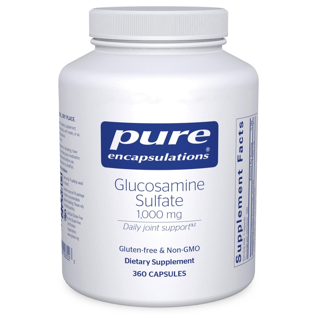 Pure Encapsulations Glukozamina Siarczan 1,000 mg XI124; Suplement do Wspólnej Wsparcia i Mobilności, Chrząstki Zdrowia i Tkanka Połączona * XI124; 360 Kapsułki