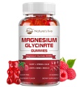Glucynian magnezu Gummie, Suplement bez cukru Magnezu Glucynat 400mg, Glucynian magnezu L- Threonian 200mg dla uspokajających nastrojów, Mięśnie, Kość i sen dla dorosłych, 60 Gumiaki malinowe