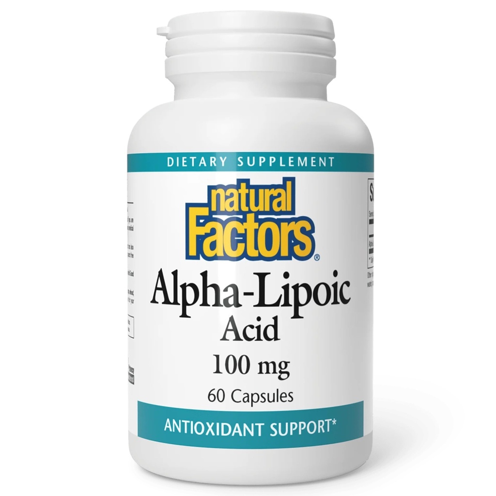 Naturalne czynniki Kwas alfalilityczny 100 mg Kapsułki, 60-liczenie