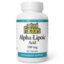 Naturalne czynniki Kwas alfalilityczny 100 mg Kapsułki, 60-liczenie