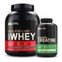 Optimum Nutrition 100% Gold Standard Serwatka Protein Powder: Podwójnie bogata czekolada (5 funtów) z mikronizowanym proszkiem jednowodzian kreatury, Unflavored (120 Servings) - Opakowanie zbiorcze
