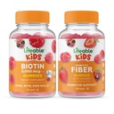 Żywe Biotin Kids + Prebiotyczne Fiber Kids, Gummies Bundle - Great Desting, Suplement witaminy, Gluten Free, GMO Free, Gummy do żucia