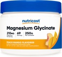Nutricost Magnezu glicynian w proszku (Peach Mango, 250 gramów) - Magnezu glicynian (w postaci bisglicynianu)