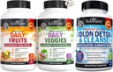 Daily Fruits and Veggies Supplement for Women and Men (1 Miesiąc dostaw) Plus 15 Day Cleanse for Colon and Gut Health