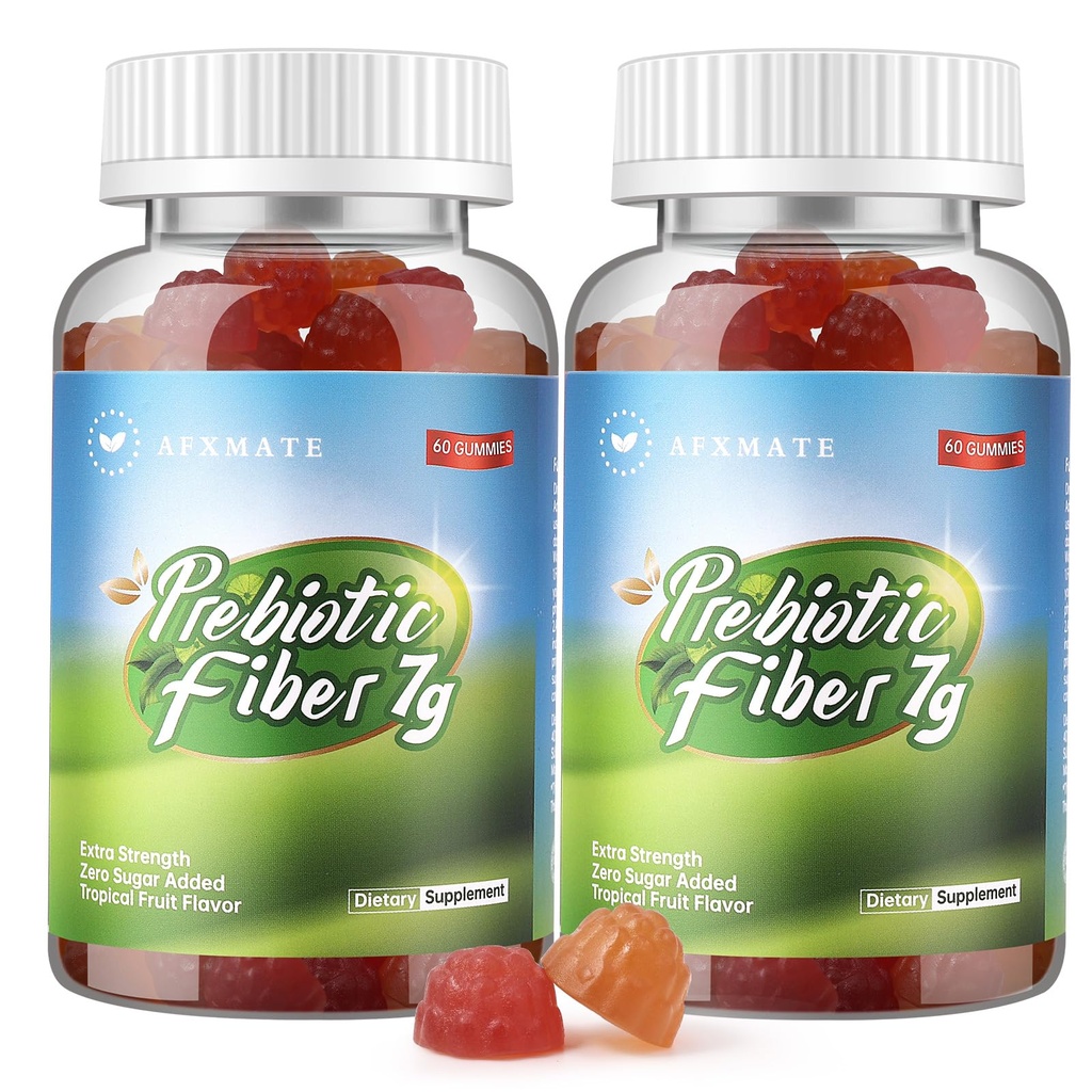 AFXMATE Fiber Supplement Gummies for Adult, 7 g Fiber Sugar Free Vegan & Gluten Free - Digestive Health, Regularny Wsparcie 120 Count
