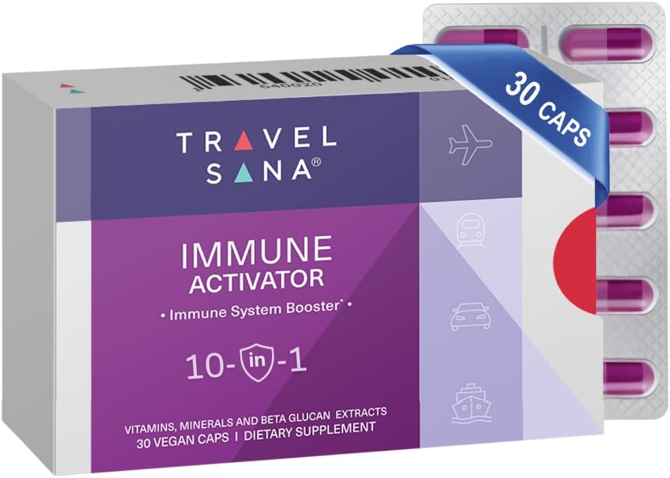 Aktywator immunologiczny 124; 10- in-1 Immune Booster 124; Suplement wsparcia immunologicznego z Beta- Glukan, Witamina C, A, D3, B6, B9, B12, Cynk, Selen i Mangan 124; 30 Kapsułki wegańskie