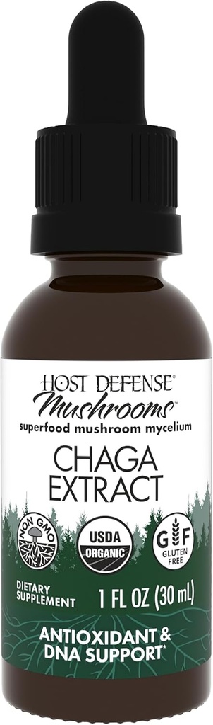 Host Defense Chaga Extract - Immune System Supplement - Chaga Mushroom for Antioksydant Activity Supplement - Liquid Dietary Mushroom Supplement - 1 fl oz (30 Servings) *