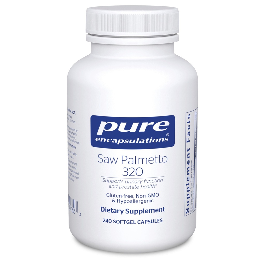 Czyste enkapsulacje Saw Palmetto 320 - Kwasy tłuszczowe i inne podstawowe składniki odżywcze do wspierania metabolizmu i funkcji moczu - z Saw Palmetto Extract - 240 kapsułki softgel
