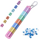 Pill Box Organizator, Portable Weekly Pill Box, 7 dzień 1 razy dziennie Komory tabletki Organizator Box, Rainbow metalowy Pill Holder Waterproof Pill Case z Keychain for Outdoor Travel Camping Praca