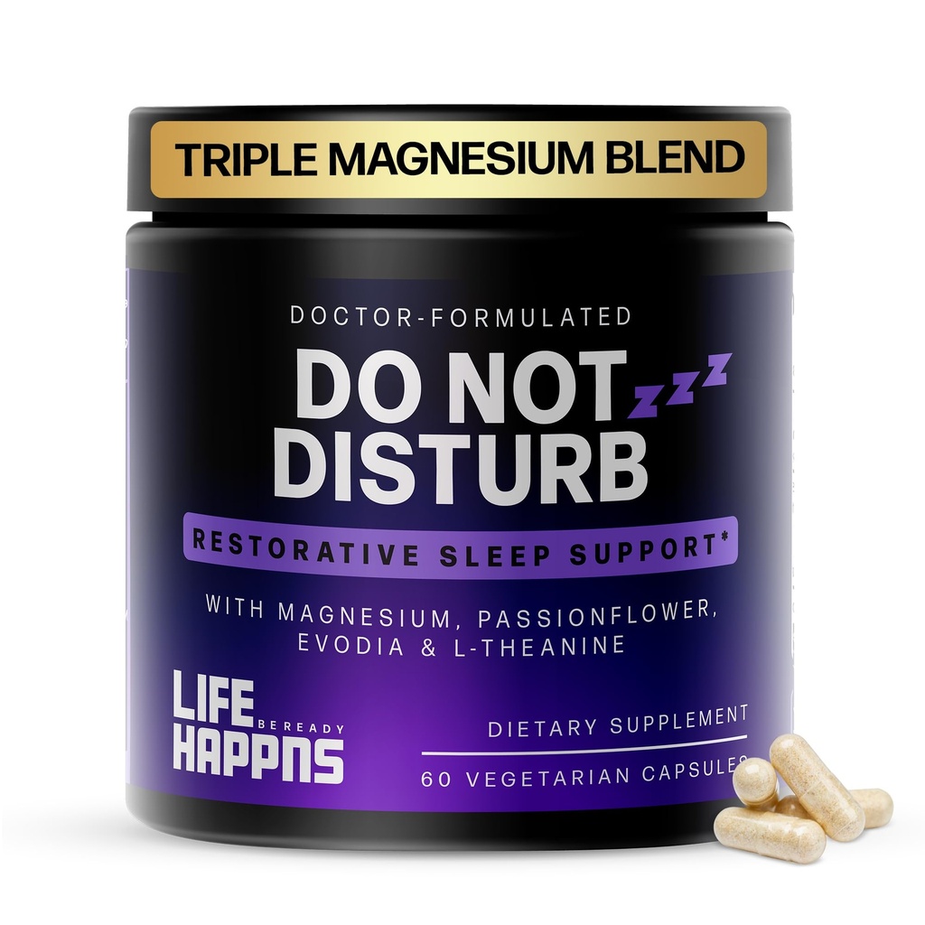 Życie Happens Nie disturb Sen Pomoc dla dorosłych Natural Supplement z L- Theanine, Magnezu, Flower Passion & owoc Evodia dla Melatonin Restorative Sen-Free, Non Habit- Forming, 60 Kapsułki