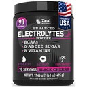 Zeal Naturals Electrolyte Powder Recovery Drink (90 Służenia 124; Czarna Wiśnia) w 0 Cukier + BCAAs + B- Vitaminy Suplement Elektrolitu w Cynk potasu i magnezu do hydrolizy - Keto Electrolytes