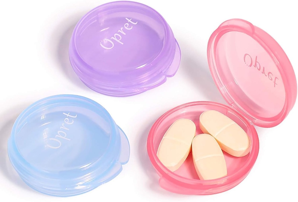 Opret Małe Pudełko Pigułki (3 szt.), Cute Pill Case Przenośne do Pocket Torebka Briefcase Travel Pills Box Medicine Storage Container Earthee Case (Rose & Blue & Purple)
