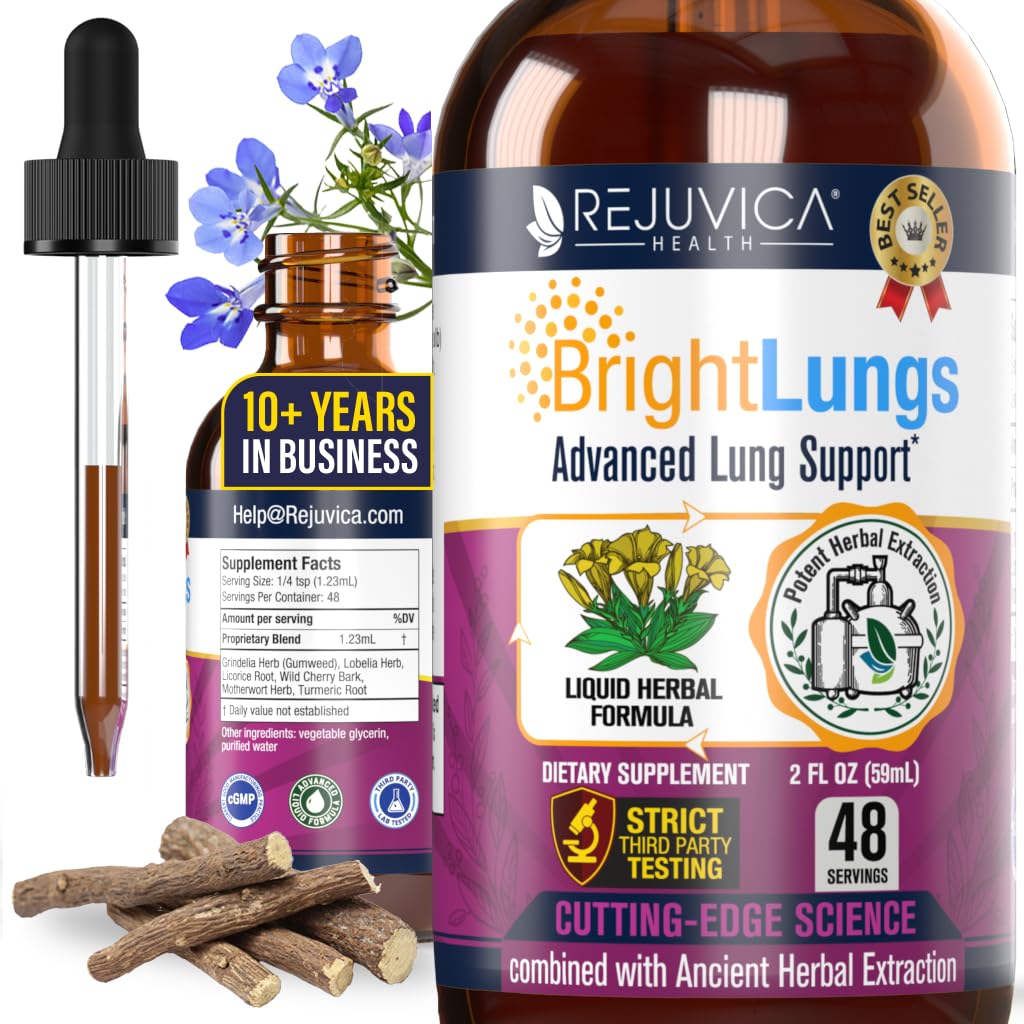 Płuca jasne - Lung Detox Suplement wsparcia pomóc utrzymać ogólne Lung & Zdrowie oddechowe - Grindelia, Lobelia, Licorice, Wild Cherry & More!
