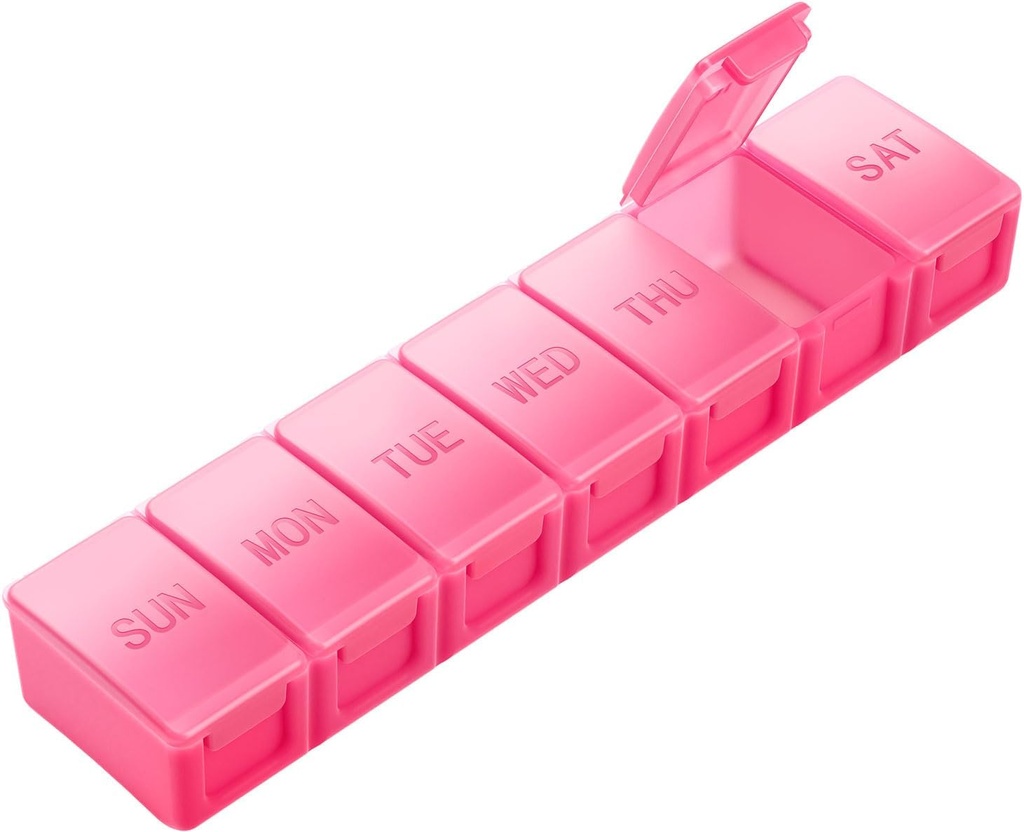 Ekstra duży Pill Organizator Tygodnik, KAPENS Codzienne Pill Case Box Duży Pojemność Komory, 7 Day Pill Container for Medicine Supplements Witamina Fish Oil, Czerwony