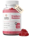 Matkę odżywcze żurawinowe Gumiaki Suplement dla kobiet i dzieci - Trakt moczowy Health- Less Tart & 90% Mniej słodki, Gluten- Free, Non-GMO, Wegan - Pure Cranberry Extract 1000mg - 100 Count.