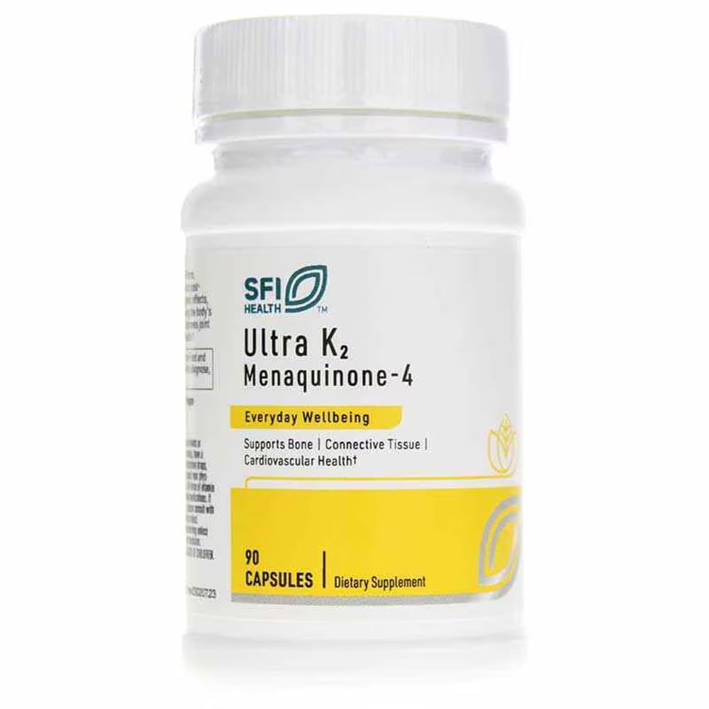 Klaire Labs SFI Health Ultra K2 Menaquinone - 4 - Suplement witaminy K2 z 15 mg witaminy K2 MK4 na kapsułkę - Wsparcie dla zdrowia kości i układu sercowo-naczyniowego - Witamina K (90 kapsułek)