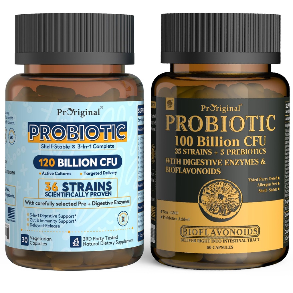 Probiotyk 100 Miliard CFU + 120 Miliard CFU dla Gut & Digestive Health, Vegan Acidophilus Probiotic Supplement