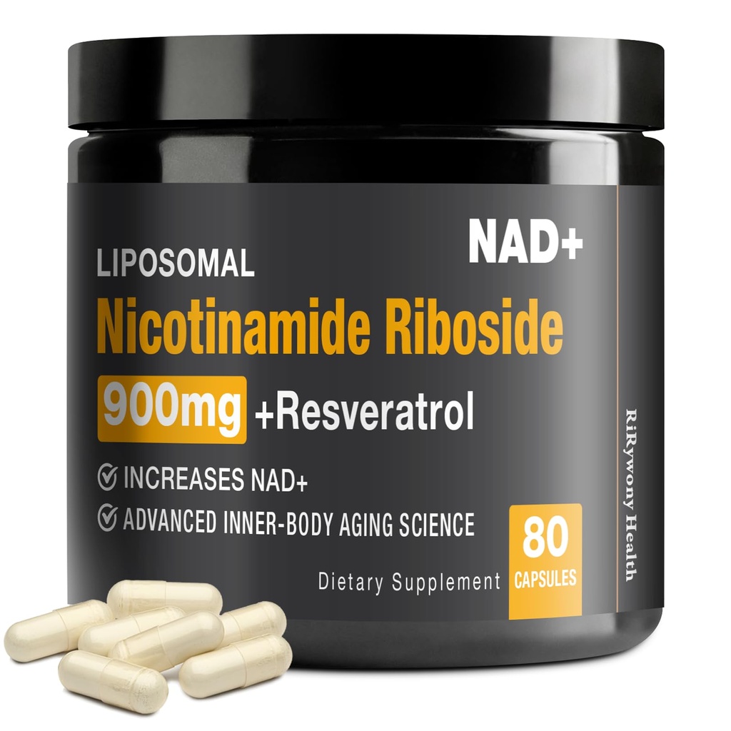 Suplement NAD - NAD + z Nikotynamidem Ribozyd (NR) i Resveratrol Quercetin 900mg Pure Organic NAD Plus do naprawy komórek Zdrowy starszych funkcji mózgu, 80 Kapsułki