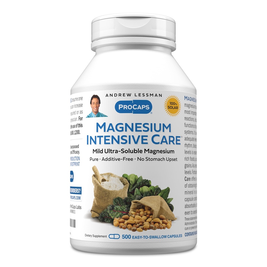 Andrew Lessman Magnezu Intensywna Pielęgnacja 500 Kapsułki - 200mg Łagodne Ultra- Rozpuszczalny Magnez, Wspiera Nerwy, Mięśnie, Mózg i Serce, Brak dodatków, Delikatne do Nawet najbardziej wrażliwe Stomachy