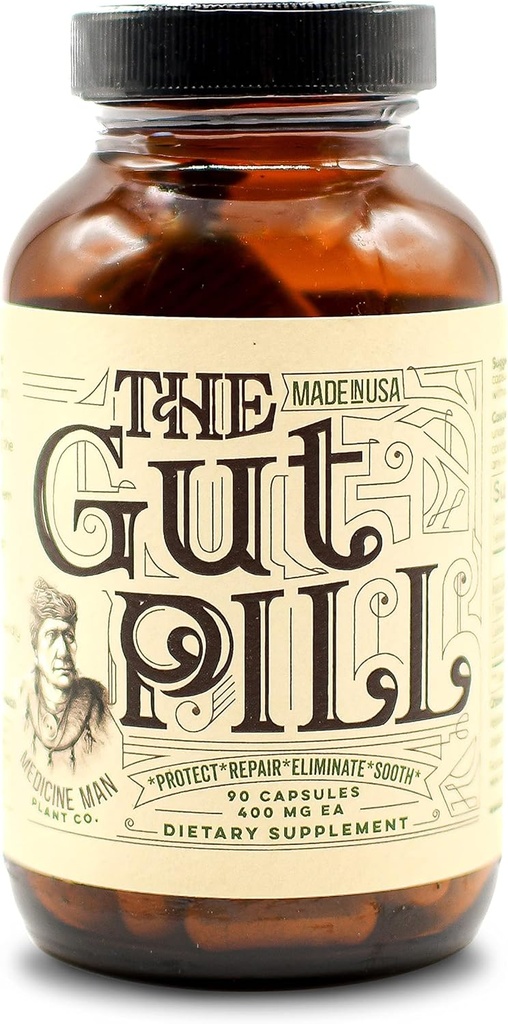 Gut Pill 90 Kapsułki - Naturalne Gut Suplementy Zdrowia dla Kobiet i Mężczyzn do Leaky Gut Naprawa - Z Marszmallow Root Herb, Kwiat Calendula, Triphala Fruits, i Lactobacillus Acidophilus