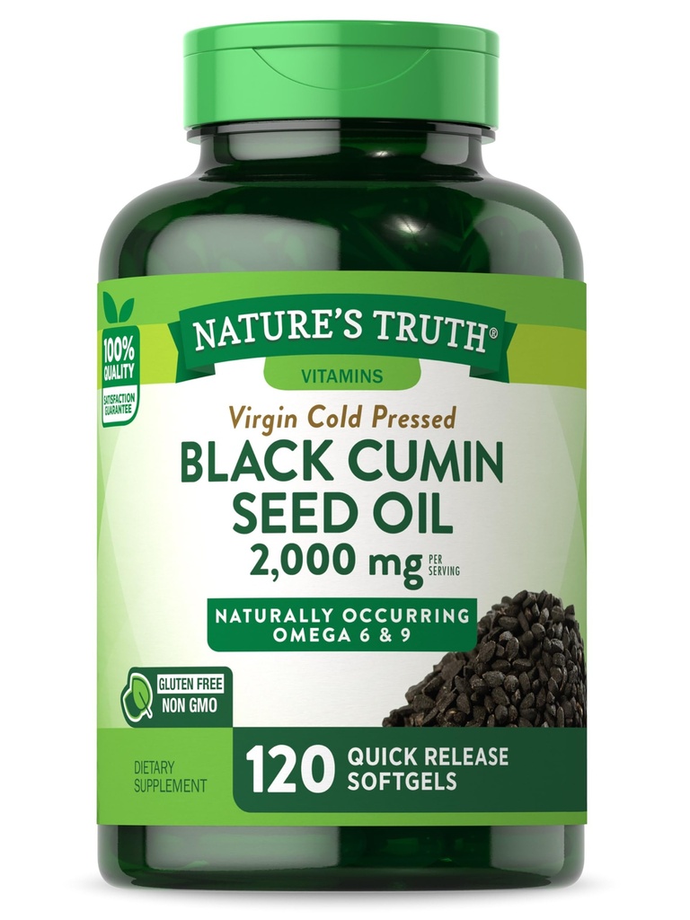 Nature 's Truth Black Seed Oil Pills 124; 2000 mg 124; 120 Softgels British 124; Virgin Cold Pressed Cmin British 124; Non-GMO and gluten Free Supplement