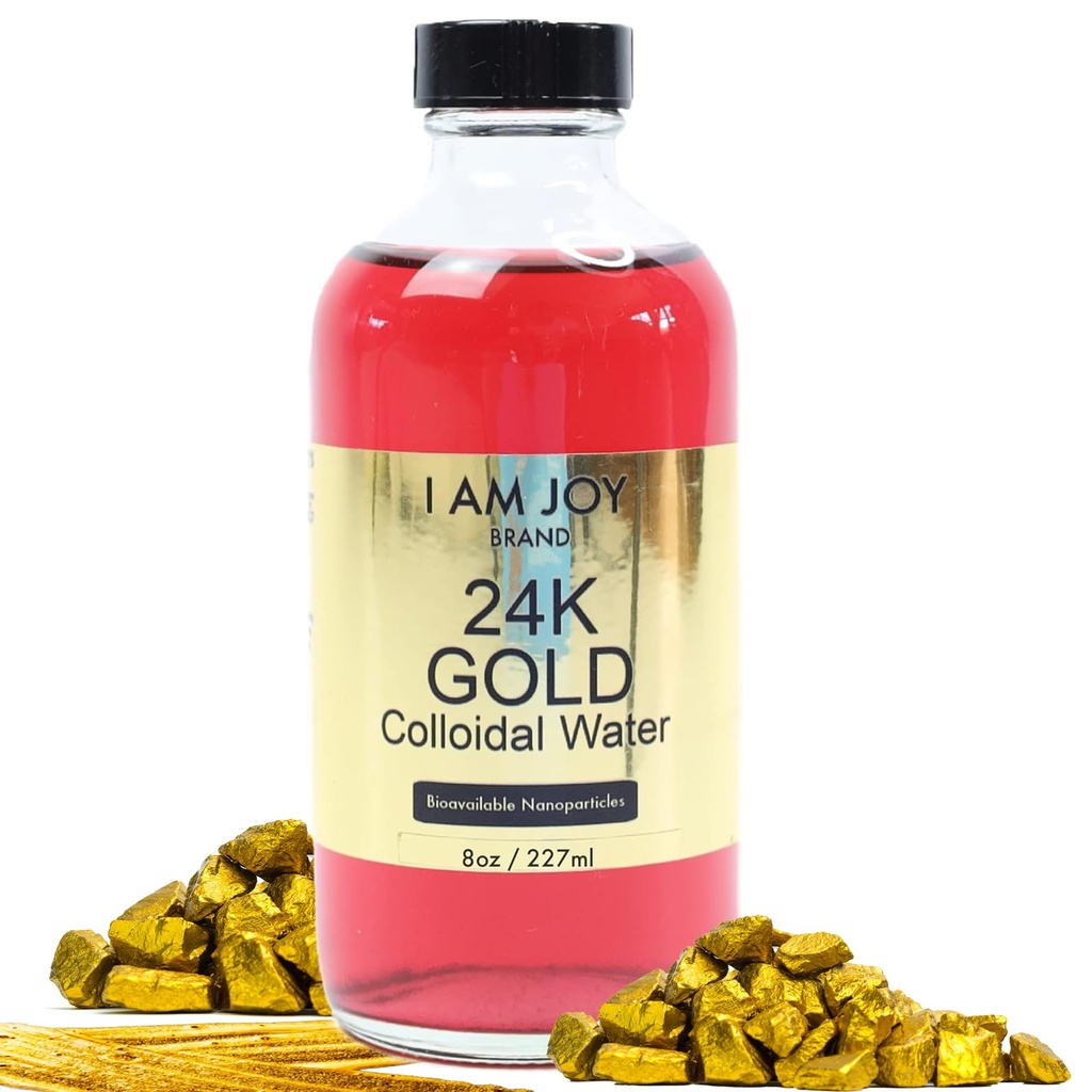 Jestem radością: Płynne Colloidal Gold 24k 99,99% Czysty 100ppm Ruby Red Water based all Natural Electrolisis Large 8oz szklanej butelce