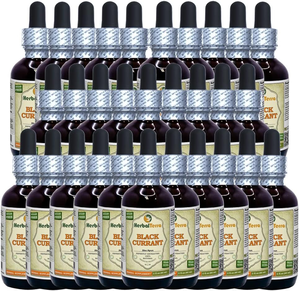Czarna porzeczka (Ribes nigrum) nalewka, Suchy ekstrakt z liści (nazwa firmowa: HerbalTerra, Proudly Made in USA) 30x2 fl.oz (30x60 ml)