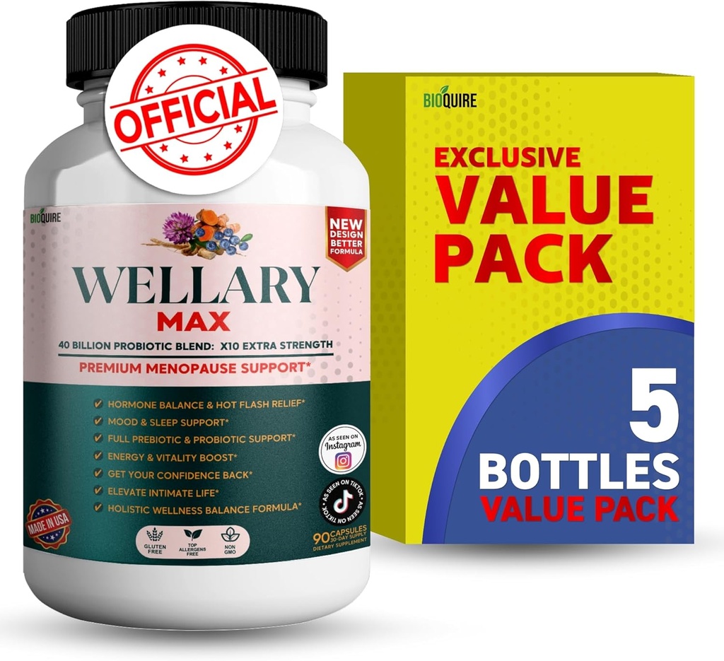 Wellary Max Menopauza Supplement Supplement, 40 Billion CFU Probiotic Blend, 90 kapsułki (5)