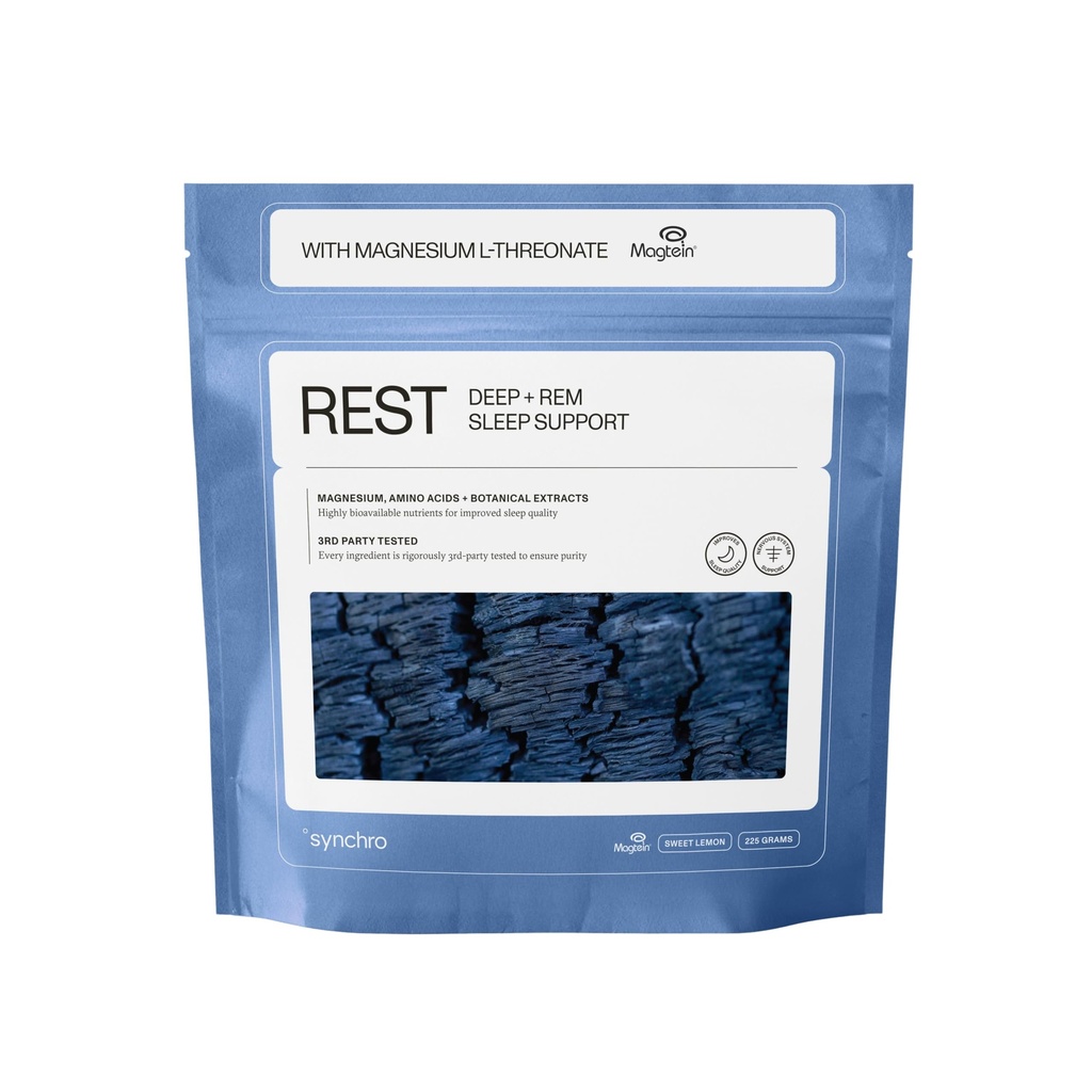 Synchro - Uzupełnienie do snu w czasie wolnym, Relaxing Sleep Aid dla dorosłych, suplement magnezu w proszku do głębokiego wsparcia snu, suplement do snu do napojów w porze nocnej, słodki Lemon Flavor, 210 Grams