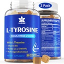 L Tyrosine Gummies 1100mg Mood Support Blend, z Ashwagandha, L- Theanine, witamina B Complex B6, folian (Witamina B9), Focus & Memory, Cognition & Function, Energy Boost, Wsparcie stresowe, 2Pc / 120ct