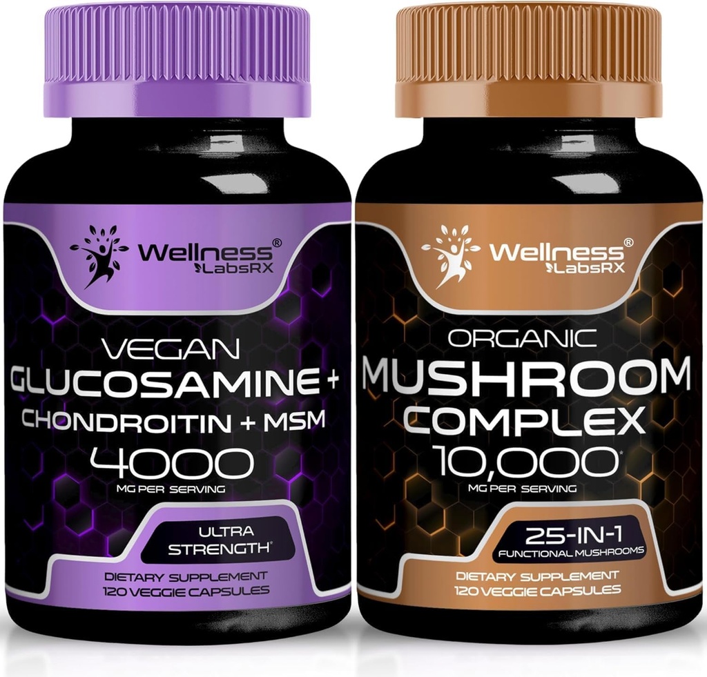 WELLNESS LABSRX Glukozamina Chondroitin MSM GSM 124; Kapsułki suplementu do grzybów