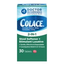 Colace 2- In-1 Stool Softener & Stymulant Laxative Tablets, Delikatne Zaparcia Relief w 6- 12 Godziny, 30 Liczba