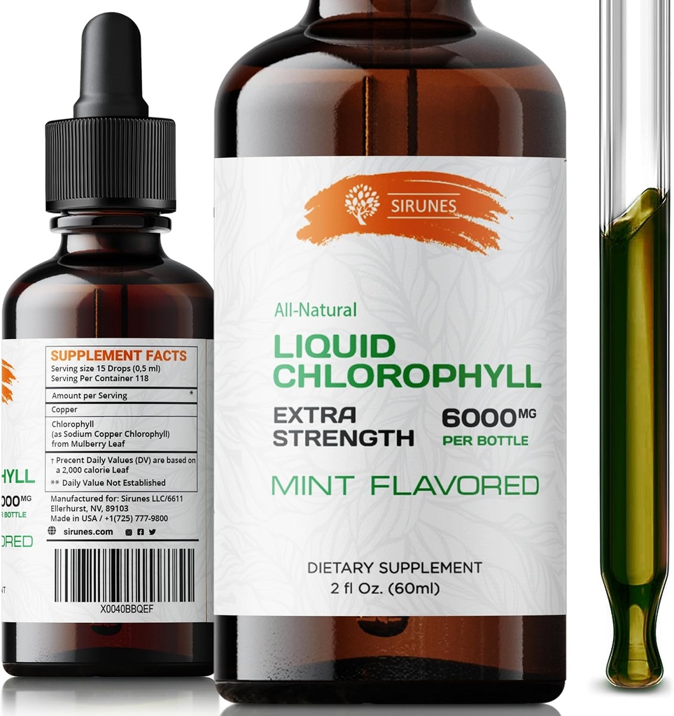 Płynny Chlorofil Krople - Naturalny Chlorofil miedzi sodowej ekstrakt - Oczyść i wspierać swój system immunologiczny i energia naturalnie - Wegan, Nie GMO Zielone Zielone Naczynie - 2 fl. Oz Butelka