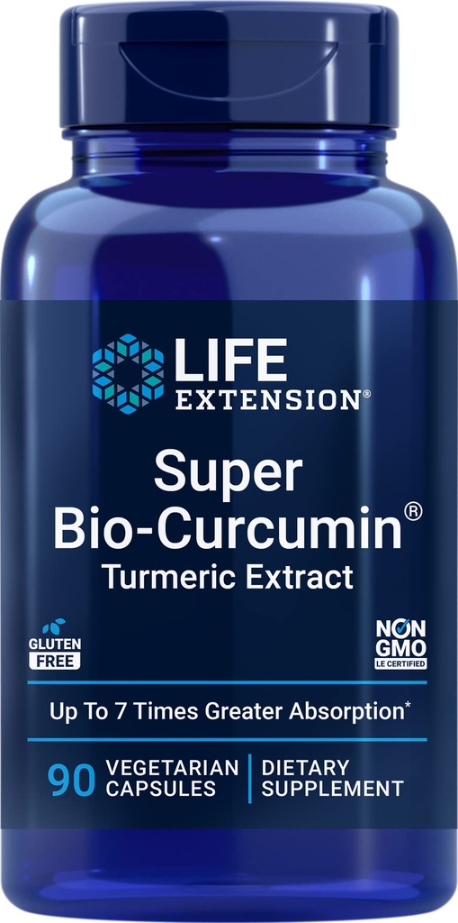 Life Extension Super Bio- Curcumin Turmeric Extract 400mg, 90 Veg Caps - Kapsułki wegetariańskie - Nie-GMO - Wysoko wchłaniany
